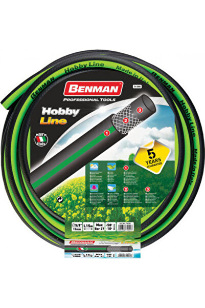 BENMAN Furtun de grădină profesional, 50 m, 5/8, 15mm, anti-îndoire, protecți...