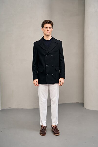 TREND KOMBİN Jachetă blazer pentru bărbați, cu două rânduri de nasturi