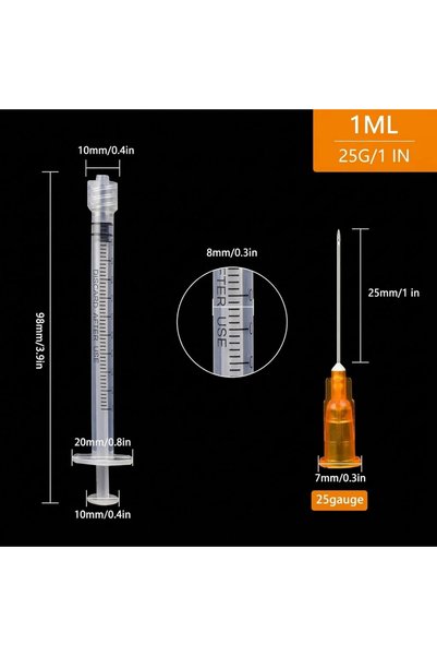Generic 1ml Disposable Syringe with 25G Needle, Pack of 50 – Sterile Precision Syringes