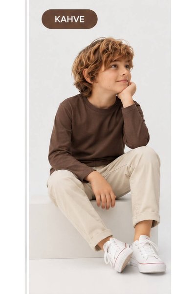 mirkidsclub Children's Unisex Long Sleeve Basic T-Shirt 100% Cotton