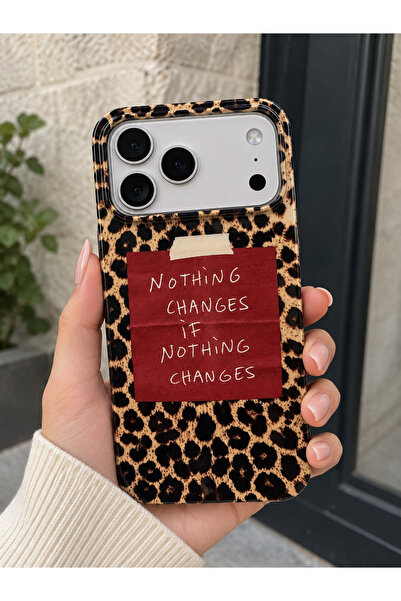 OVADA İPhone 17/18 Pro Max Uyumlu Leopar Desenli İçi Kadife Siyah Silikon Tel...