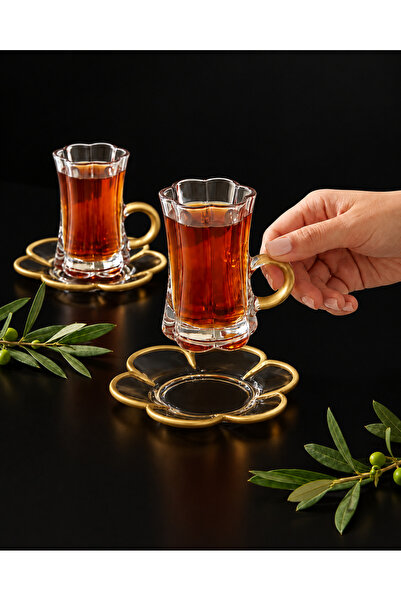 Elta Collection 12 Parça 6 Kişilik Kristal Kesim Çay Takımı – Cam Çay Bardağı...