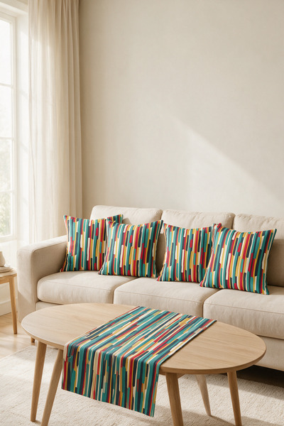 LadiesHome Multi-Colored Abstract Striped Double-Sided Printed Suede 5-Piece ...