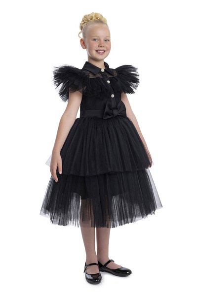Ugly Duck Pamina Wednesday Black Dress for Ages 08-12 - Black