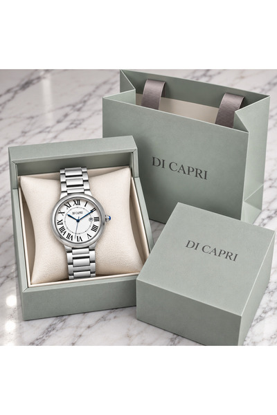 Generic Brand ساعة DI CAPRI فضية كلاسيكية بأرقام رومانية LOOSTER TIME