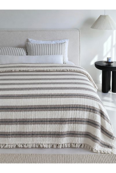 Müslin Yatak Örtüsü Çift Kişilik Battal Boy %100 Pamuk 4 Katlı Pike 250x280 cm