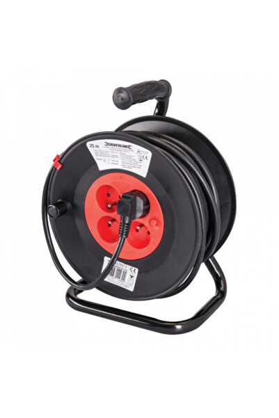 Powermaster Cablu prelungitor cu tambur, 4 prize, 16A, 25m, protecție termică...
