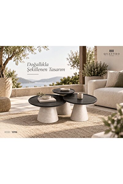 QUATTRO HOME Solenza 1096 3’lü Yuvarlak Orta Sehpa