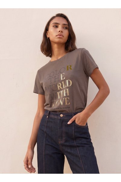 FAV Youth Cotton T-shirt with Typographic Print