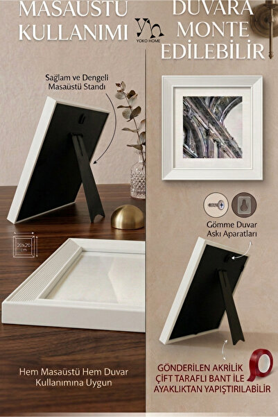 Yoko Home Kare Fotoğraf Çerçevesi ve Duvar Dekoru Masaüstü ve Duvar Tipi Resi...