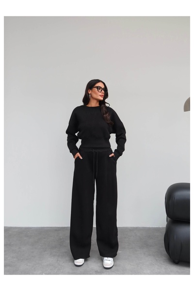 ESRAHELVACI Crop Sweatshirt Şardonlu Tracksuit Set