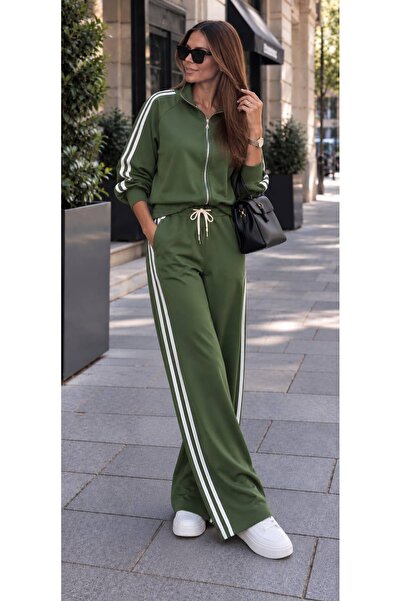 GLAMSI Trening damă Ramona, bluză cu fermoar și pantaloni largi cu vipușcă Ka...