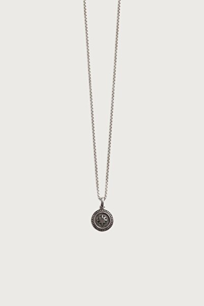 ablukaonline Men's Sun Star Medallion Steel Necklace Silver