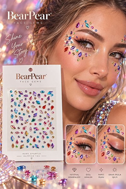 BearPear Renkli Kristal Yüz Taşı Seti – Festival, Makyaj, Telefon Kılıfı ve Dekoratif Süsleme Taşları
