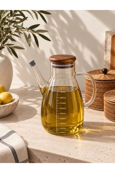 BUCOLIC Akasya Kapaklı Borosilikat Cam Yağdanlık – 1000 ml