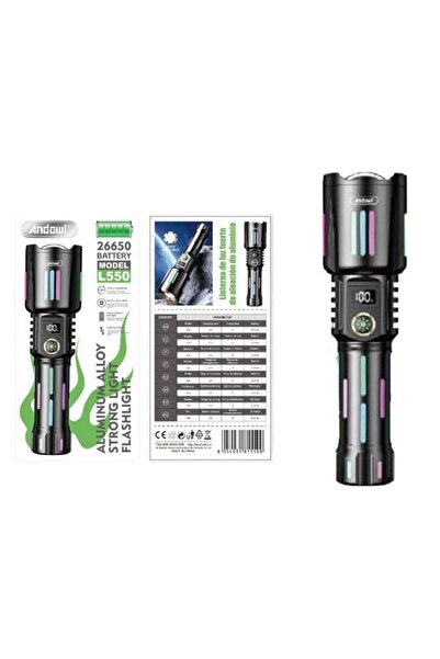 OEM Andowl Επαναφορτιζόμενος Φακός Led 3200mAh με 5 λειτουργίες με δυνατότητα...