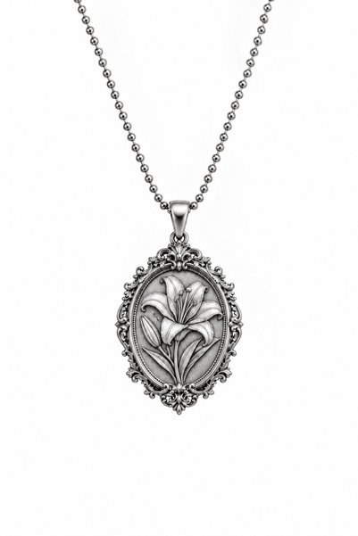 Coy Diamond Lilyum Kolye,Çiçek Kolye, Lilyum Çiçeği Kolyesi , 925 Ayar Gümüş ...
