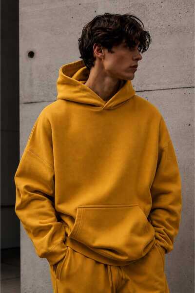 HELLO ROMA 3 Yarn Combed Cotton Hooded Sweatshirt Lr1