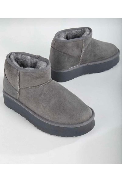 Sista Shoes Süper Ultra Mini Süet İçi Kürklü Trendy Kalın Taban Kadın Bot Ayakkabı