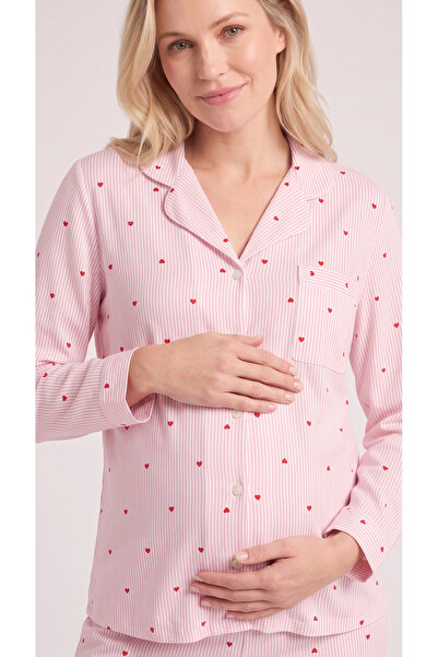 LikapaShop Likapa Önden Düğmeli Hamile Lohusa UZUN KOL PİJAMA TAKIMI