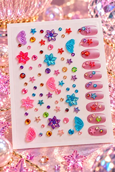 BearPear Renkli Çiçek & Kelebek Yüz Taşı Seti | Festival Makyajı | Face Gems