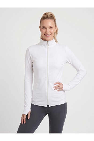 Noe Collection Kadın Fermuarlı Dik Yaka Parmak Geçirmeli Spor Body