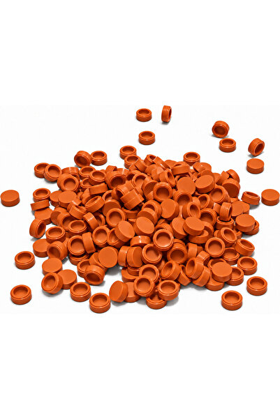HAMMEN 1x1 Round Tile Yuvarlak Karo Parça, Dark Orange (Koyu Turuncu) – 100 Adet