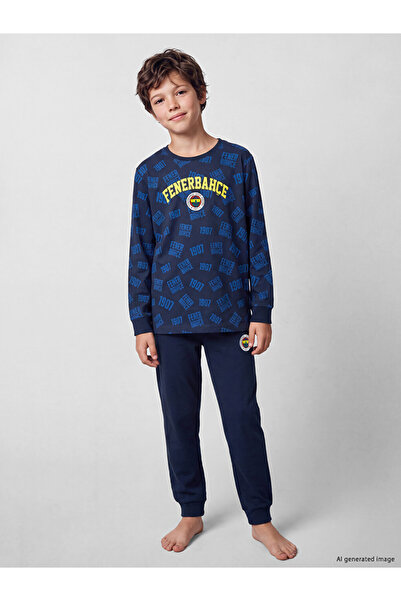 LC Waikiki Özmarka New Season Navy Blue Boys' Pajama Set