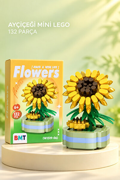Ayçiçeği Saksı Modeli Brıcks 3D Mini Blok Yapı Oyuncağı - 132 Parça