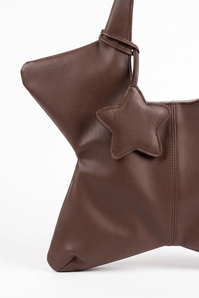 BAHELS Staria Bitter Coffee Tote Shoulder Bag with Star Charm