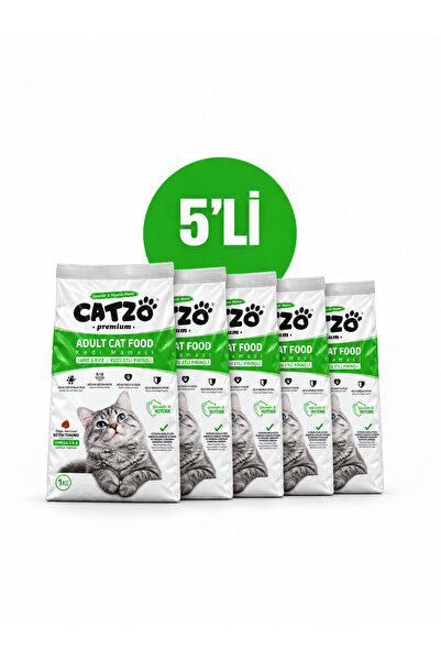 Premium Kuzu Etli ve Pirinçli Yetişkin Kedi Maması 1 KG x 5 Adet – Toplam 5 KG