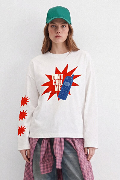 Eazy Co EAZY Unisex Oversize Μακρυμάνικο T-Shirt 100% Βαμβάκι Εκρού Dont Call...