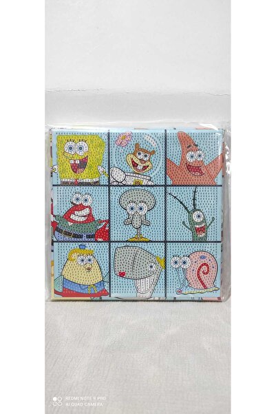 Genel Markalar Sünger Bob Ve Arkadaşları Figürlü 9 Çerçeveli DIY 5D Elmas Moz...