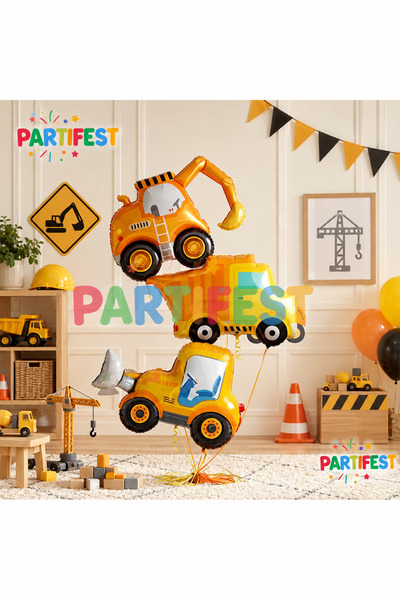 Partifest İş Makineleri Folyo Balon Seti 3’lü – Kepçe ve Kamyon Balon, İnşaat...