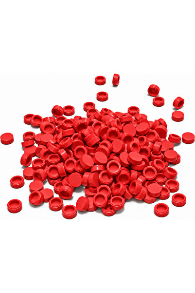 HAMMEN 1x1 Round Tile Yuvarlak Karo Parça, Red (Kırmızı) – 100 Adet
