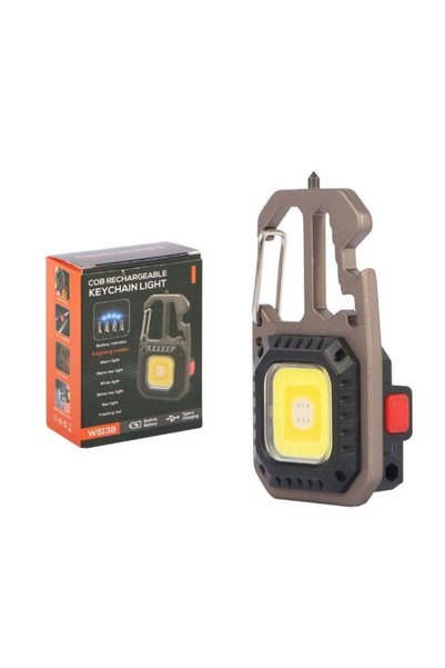 OEM Επαναφορτιζόμενος Φακός Μπρελόκ COB LED Πολυλειτουργικός με Type-C W5138 ...
