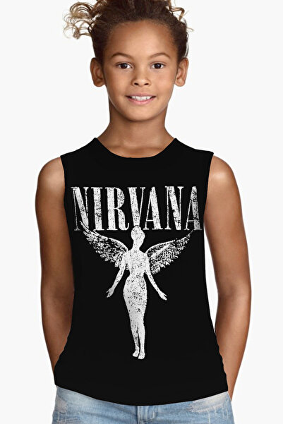 ROCKANDROLL Melek Nirvana Black Girls' Cut Sleeve / Sleeveless T-Shirt
