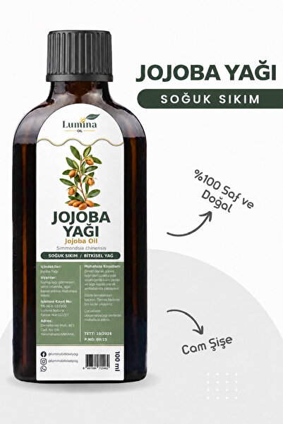 LUMİNAOİL Jojoba Yağı 100 ML %100 Soğuk Press | Saf ve Katkısız | Cam Şişe |