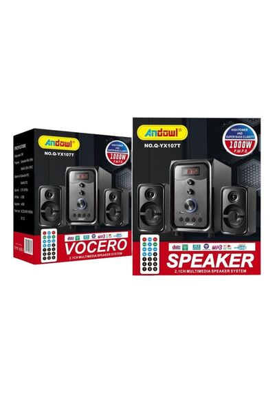 OEM Andowl Ηχεία Υπολογιστή 2.1 1000W PMPO με USB, Micro SD, Bluetooth, Χειρι...