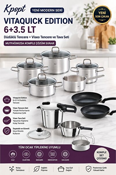 Fissler Kpspt Yeni Modern Seri Son Çıkan Vitaquick Edition 6+3.5 lt Düdüklü T...