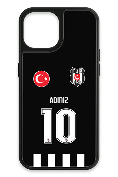 Beşiktaş Kişiye Özel Siyah Forma iPhone 15 Kılıf (Cam) - Lisanslı Orijinal