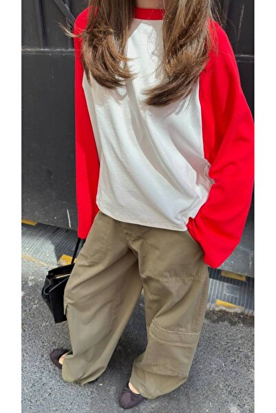 Genel Markalar Kolları Renk Geçişli Oversize Basic Bluz (%100 Pamuk)