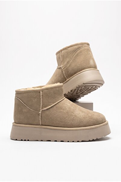 Victoria Shoes Εξαιρετικά μικρές σουέτ μπότες με τρίχες/γούνα στο εσωτερικό, ...