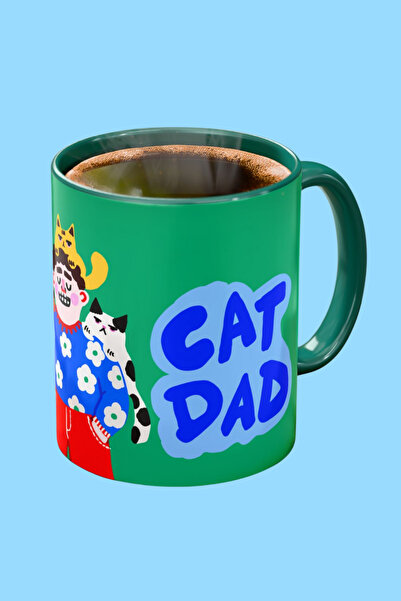 Midas Design Cat Dad Temalı Porselen Tasarım Hediye Kupa Midas 26/27 Koleksiyonu