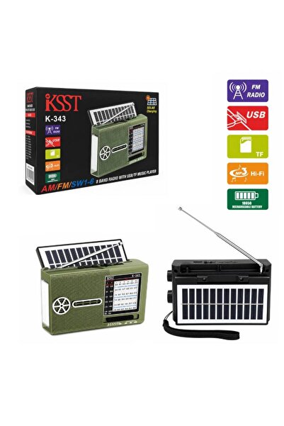 OEM KSST Φορητό Ραδιόφωνο K-343 AM/FM/SW με Ηλιακή Φόρτιση, USB, TF & Επαναφο...