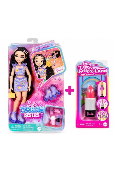 Barbie Dream Besties Σετ Πάρτι Πατινάζ Ρενέ + Έκπληξη Μίνι Λαντ, Αρθρωτή Κούκ...