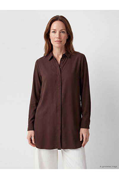LC Waikiki Nevavm with Difference Lcw Grace Brown Regular Fit Women's Shirt T...