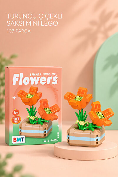 BMT TOYS Gelincik Çiçeği Saksı Modeli Brıcks 3D Mini Blok Yapı Oyuncağı - 107...