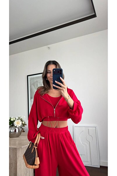 ALVOR Modal Fabric Hooded Crop 3-Piece Set