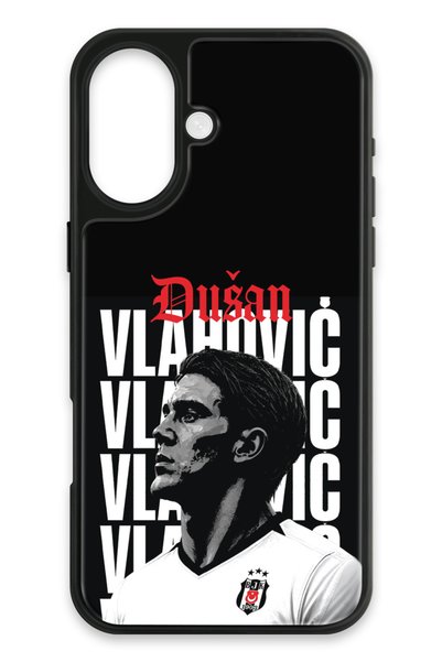 Beşiktaş Dušan Vlahović Portrait iPhone 16 Case (Glass) - Licensed Original